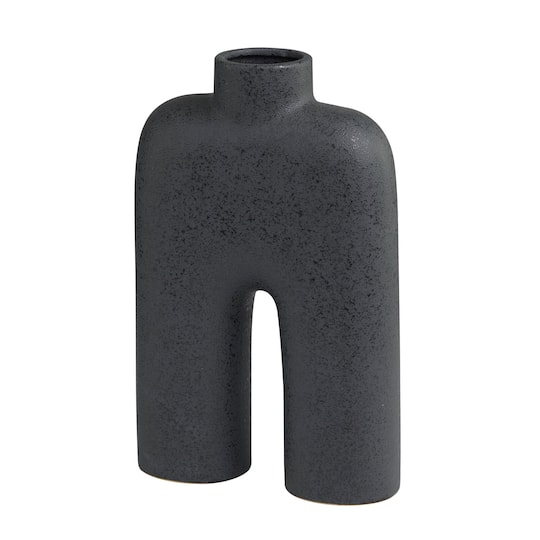 13" Black Ceramic Arched Abstract Vase